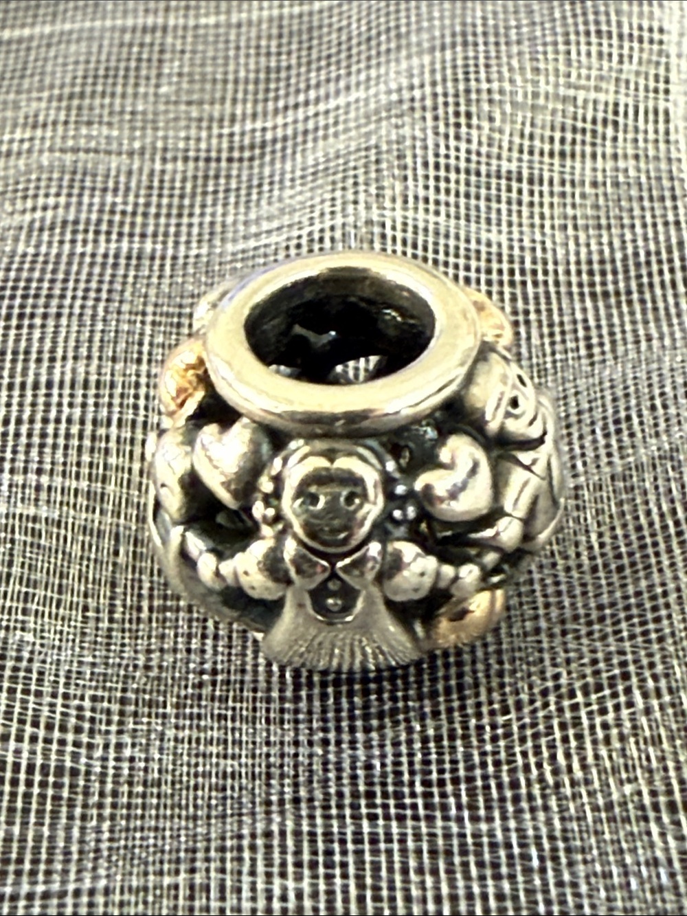 Pandora Silver Family Charm Bead with Gold Accents
